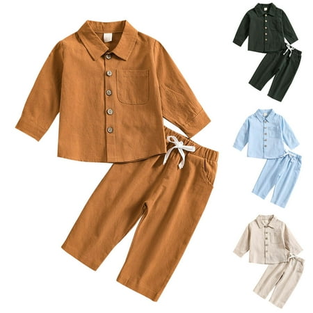 GYRATEDREAM Toddler Baby Boys Clothes Set Button-Down Shirt Tops + Cotton Linen Long Pant Fall Outfit 2PCS with Pockets 6M-4T
GYRATEDREAM Toddler Baby Boys Clothes Set Button-Down Shirt Tops + Cotton Linen Long Pant Fall Outfit 2PCS with Pockets 6M-4T