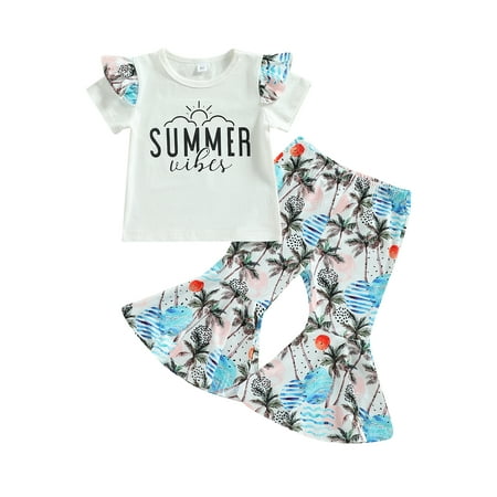 Arvbitana Toddler Girl Summer Clothes 2Pcs Outfits Letter Print Short Sleeve Ruffle T-Shirt Beach Flare Pants
Arvbitana Toddler Girl Summer Clothes 2Pcs Outfits Letter Print Short Sleeve Ruffle T-Shirt Beach Flare Pants