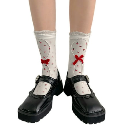 CHOMOEN Women Lolita Frill Trim Crew Socks Floral Print Hollow Double Layer Mesh Hosiery
CHOMOEN Women Lolita Frill Trim Crew Socks Floral Print Hollow Double Layer Mesh Hosiery