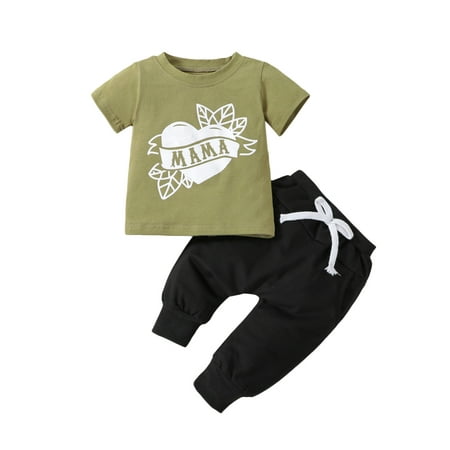 Wassery Baby Boys 2Pcs Summer Outfits Short Sleeve Letter Print T-shirt Round Neck Tops and Elastic Drawstring Pants Toddler Casual Clothes Set 0-3T
Wassery Baby Boys 2Pcs Summer Outfits Short Sleeve Letter Print T-shirt Round Neck Tops and Elastic Drawstring Pants Toddler Casual Clothes Set 0-3T
