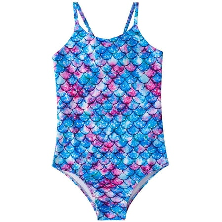Toddler Girls One Piece Swimsuit Suspender Bathing Suit Sport Swimwear for 3-12Y