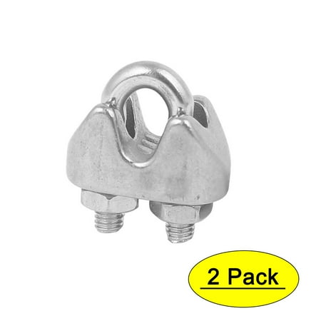 M2 304 Stainless Steel U-Shape Bolt Saddle Clamp Cable Wire Rope Clip 2PCS