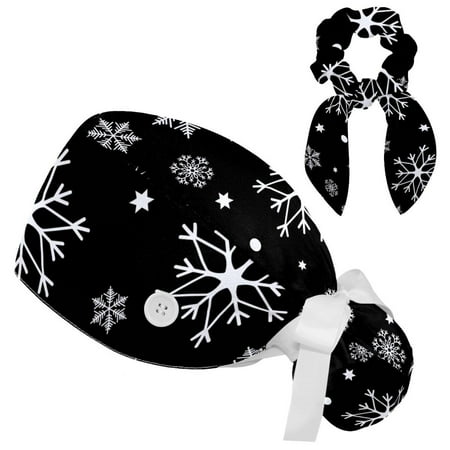 Working Cap with Buttons and Sweatband Scrub Hat Bouffant Caps with Scrunchie Snowflake Tie Back Hats
Working Cap with Buttons and Sweatband Scrub Hat Bouffant Caps with Scrunchie Snowflake Tie Back Hats