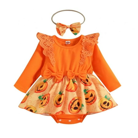 SYNPOS Infant Baby Girl Halloween Pumpkin Romper Dress with Headband Outfits Long Sleeve Bodysuit Overall Fall Clothes 6-24 Months
SYNPOS Infant Baby Girl Halloween Pumpkin Romper Dress with Headband Outfits Long Sleeve Bodysuit Overall Fall Clothes 6-24 Months