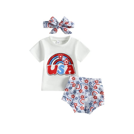 3Pcs Baby Girl 4th of July Outfit Summer Outfit USA Short Sleeve Romper and Stars Stripes Shorts Headband
3Pcs Baby Girl 4th of July Outfit Summer Outfit USA Short Sleeve Romper and Stars Stripes Shorts Headband