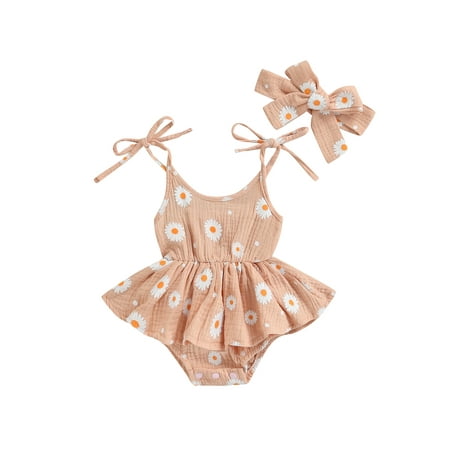 Calsunbaby Toddler Baby Girls Tie-up Daisy Print Spaghetti Strap Romper Bodysuit Headband Summer Outfits Pink 12-18 Months
Calsunbaby Toddler Baby Girls Tie-up Daisy Print Spaghetti Strap Romper Bodysuit Headband Summer Outfits Pink 12-18 Months
