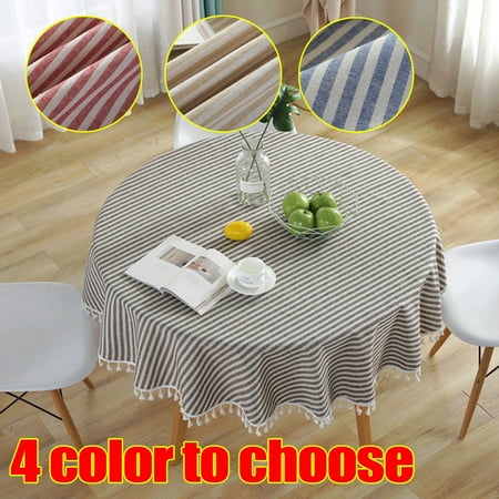 Table Cloth Stripe Tassel Round Tablecloth Dust Proof Table Cover for Kitchen Dinning Tabletop Decoration 
Table Cloth Stripe Tassel Round Tablecloth Dust Proof Table Cover for Kitchen Dinning Tabletop Decoration