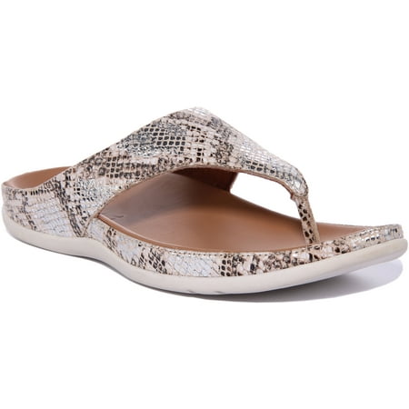 Strive Maui Women s Leather Toe Post Sandal In Snake Size 9.5/10