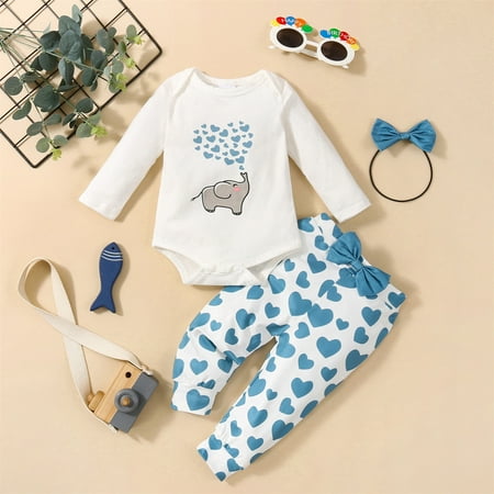0-18 Months Newborn Baby Infant Long Sleeve Baby Elephant Romper+ Love Print Pants+ Headband Clothes Outfits Sets-3PC Blue 12-18 Months
0-18 Months Newborn Baby Infant Long Sleeve Baby Elephant Romper+ Love Print Pants+ Headband Clothes Outfits Sets-3PC Blue 12-18 Months