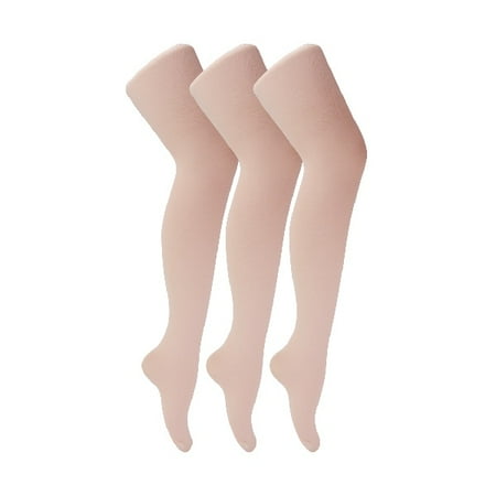 

Sock Snob - 3 Pack Girls 70 Denier Ballet Tights | Kids Soft & Comfort Footed Dance Tights in Pink & White