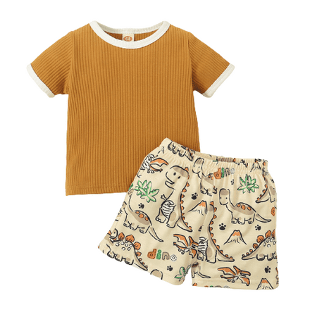 Mikrdoo Baby Boys Outfits Rib Summer Short Sleeve Dinosaur Shorts 2Pcs Clothes Set Yellow 3-6 Months
Mikrdoo Baby Boys Outfits Rib Summer Short Sleeve Dinosaur Shorts 2Pcs Clothes Set Yellow 3-6 Months