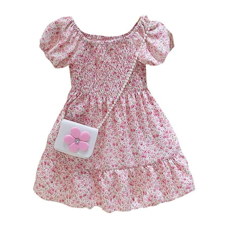 Summer Ruffle Puff Sleeve Girls Dress Fashion Cute Floral Print Princess Dress With Satchel Bag Kids Party Dresses
Summer Ruffle Puff Sleeve Girls Dress Fashion Cute Floral Print Princess Dress With Satchel Bag Kids Party Dresses