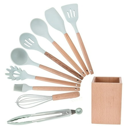 10pcs Silicone Kitchen Utensil Set Wooden Handle Non Stick Cooking Kitchenware
10pcs Silicone Kitchen Utensil Set Wooden Handle Non Stick Cooking Kitchenware