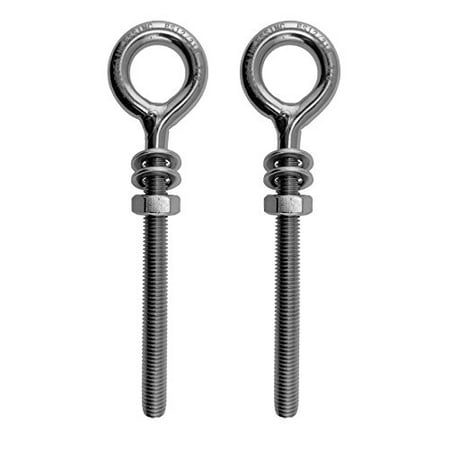 2 Pieces Stainless Steel 316 M10 Eye Bolt 10mm x 100mm (3/8 x 4 ) Marine Grade