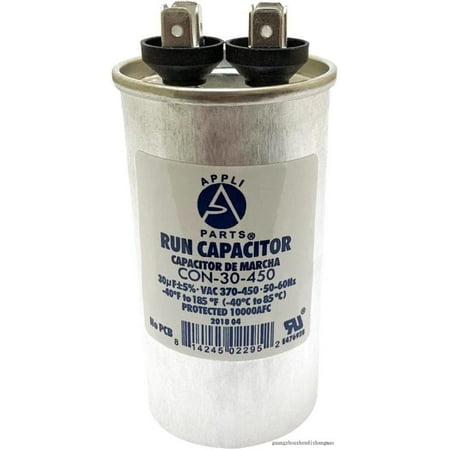 appli parts run acitor for ac 30 mfd (microfarads) 370 vac or 450 vac cbb65 round universal fit for hvac and other applications in high in wide con-30-450 
appli parts run acitor for ac 30 mfd (microfarads) 370 vac or 450 vac cbb65 round universal fit for hvac and other applications in high in wide con-30-450