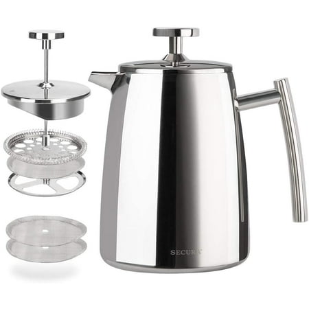 Secura French Press Coffee Maker 17-Ounce 18/10 Stainless Steel Insulated Coffee Press with Extra Screen
Secura French Press Coffee Maker 17-Ounce 18/10 Stainless Steel Insulated Coffee Press with Extra Screen