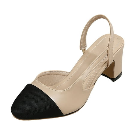 Cathalem Women s Summer New Color Blocking Back Empty Cover Toe Square Head Thick Heel 6.5cm High Heel Sandals Beige 37
Cathalem Women s Summer New Color Blocking Back Empty Cover Toe Square Head Thick Heel 6.5cm High Heel Sandals Beige 37