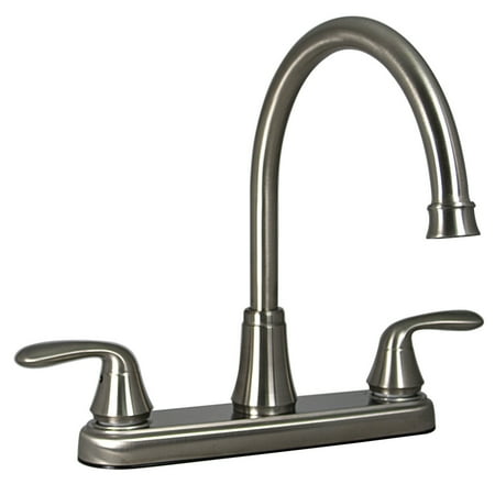 TENAK Two-Handle 8 Hybrid Kitchen Faucet with High-Arc Spout - Brushed Nickel