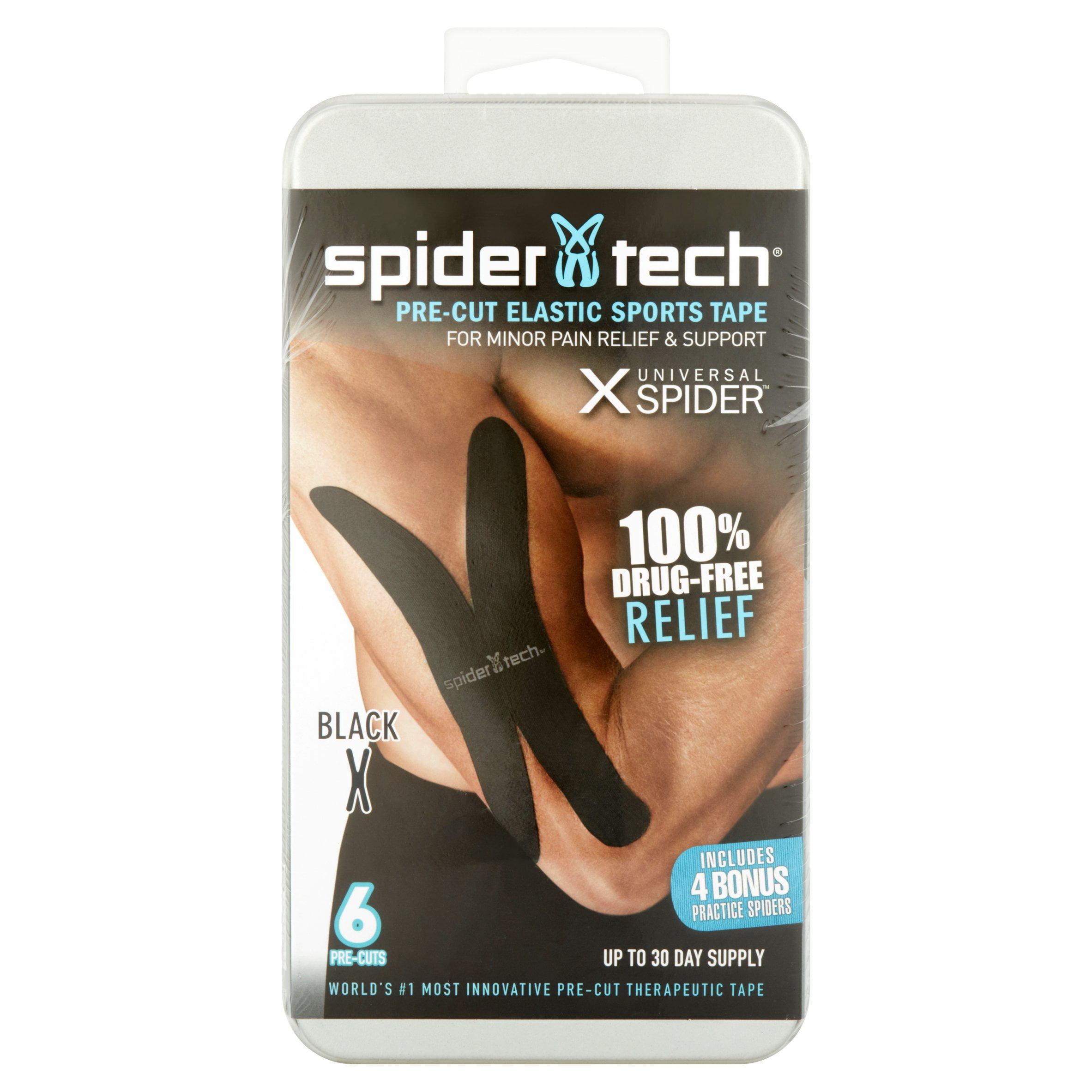 SpiderTech X Universal Spider Black Pre Cut Elastic Sports Tape 6