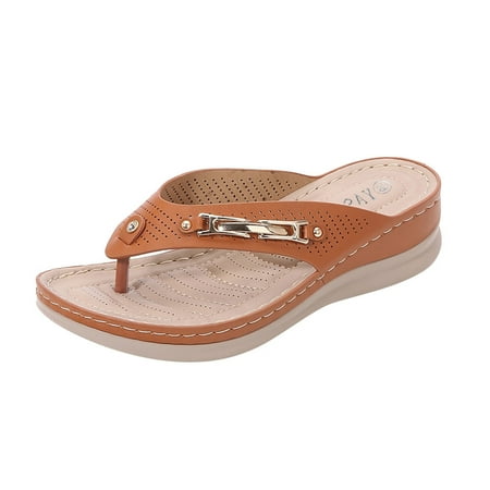 TOYFUNNY Womens Shoes Round Toe Flip Flop Wedge Comfort Casual Sandals
