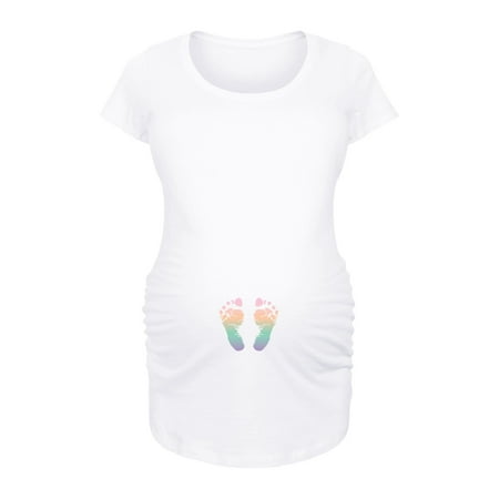 Bloom Maternity - Rainbow Footprints - Maternity Scoop Neck T-Shirt