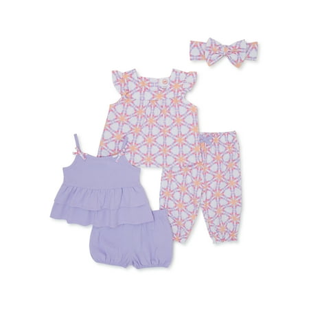 Wonder Nation Baby Girl Ruffle Outfit Set 5-Piece Sizes 0/3-24 Months