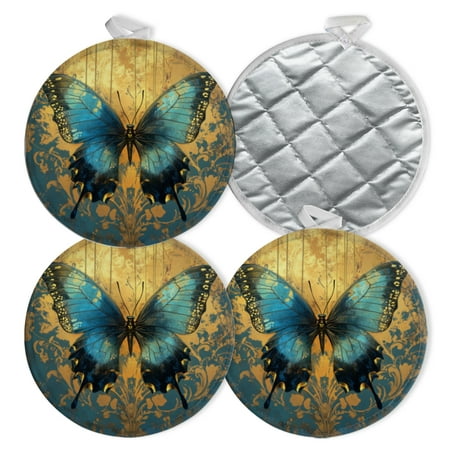 4 PCS Pot Holders for Kitchen Potholders Sets with Hook for Oven Cooking Baking Blue Butterfly On Ornate Background
4 PCS Pot Holders for Kitchen Potholders Sets with Hook for Oven Cooking Baking Blue Butterfly On Ornate Background