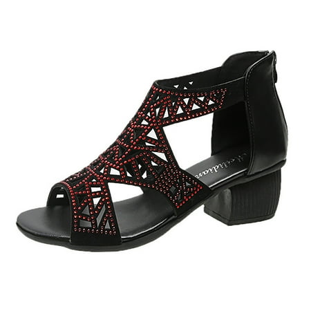 Youmylove Fashion Large Roman Medium Heel Rhinestone Fish Mouth Back Zipper Sandals Summer Comfy Daily Simple Walking Footwears
Youmylove Fashion Large Roman Medium Heel Rhinestone Fish Mouth Back Zipper Sandals Summer Comfy Daily Simple Walking Footwears
