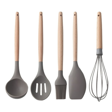 NUOLUX 5pcs Silicone Kitchenware Set Wooden Handle Kitchen Wares Set Non-stick Kitchen Utensils Temperature Resistance Cooking Tools Anti- Scratch Kitchen Set
NUOLUX 5pcs Silicone Kitchenware Set Wooden Handle Kitchen Wares Set Non-stick Kitchen Utensils Temperature Resistance Cooking Tools Anti- Scratch Kitchen Set
