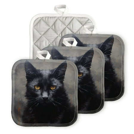 BaHomeck Pot Holders 4pcs dacron Made Square heat-resisting mat Machine Washable for Kitchen Oven Hot Pads 6.7inch*6.7inch Oil Painting Of Black Cat
BaHomeck Pot Holders 4pcs dacron Made Square heat-resisting mat Machine Washable for Kitchen Oven Hot Pads 6.7inch*6.7inch Oil Painting Of Black Cat