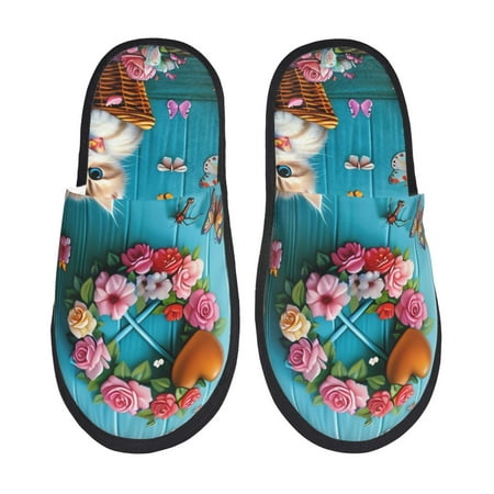 Honeii Whimsical Cats and Flowers Scene Print Furry Slippers Bedroom Slippers for Women and Men Fuzzy Plush Comfy Faux Fur Lined Slide Shoes -Large
Honeii Whimsical Cats and Flowers Scene Print Furry Slippers Bedroom Slippers for Women and Men Fuzzy Plush Comfy Faux Fur Lined Slide Shoes -Large