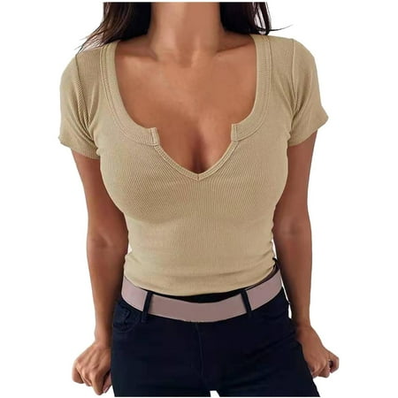 Shirts for Women Shirts for Women Women s Fashion Solid V-Neck Loose Short Sleeve T-shirt Pullover Tops Crop Top White Tank Tops Women Clearance Off-white M
Shirts for Women Shirts for Women Women s Fashion Solid V-Neck Loose Short Sleeve T-shirt Pullover Tops Crop Top White Tank Tops Women Clearance Off-white M