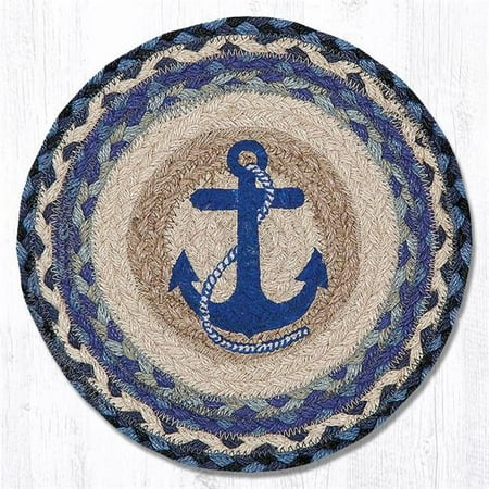 10 x 10 in. Navy Anchor Printed Round Swatch