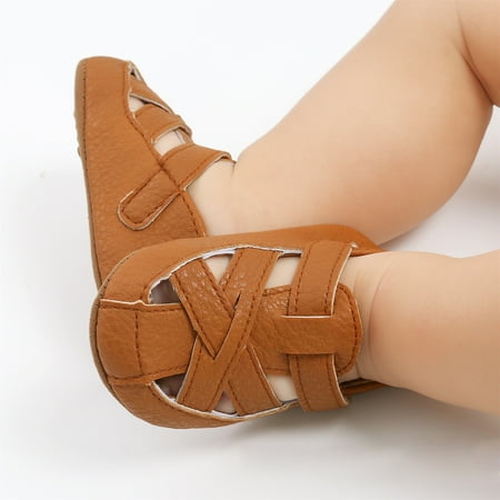 NEGJ Toddler Kids Boys Baby Hollow Out Soild Colour The Floor Barefoot Non-Slip First Walkers Prewalker Sandals 0-18M
