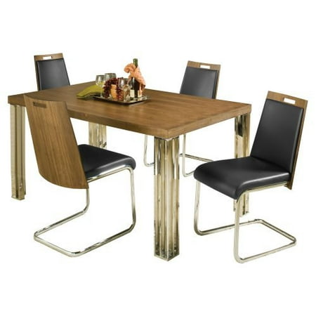 Hillsdale Trivoli 5 Piece Dining Table Set - Walnut\/Stainless Steel