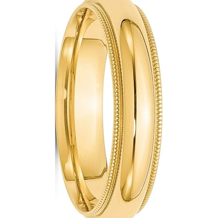 USA - 14k Yellow Gold 5mm Milgrain Comfort Wedding Band