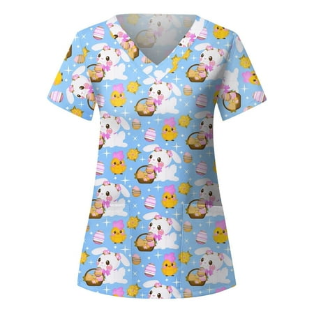 Easter Scrub Top for Women Floral Nurse Uniform V Neck Working Uniform Medical Bunny Pattern Shirt 2 Pockets Workwear
Easter Scrub Top for Women Floral Nurse Uniform V Neck Working Uniform Medical Bunny Pattern Shirt 2 Pockets Workwear