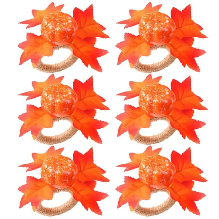 HOMEMAXS 6pcs Maple Leaf and Pumpkin Napkin Holders Napkin Rings Napkin Holder Home Supplies