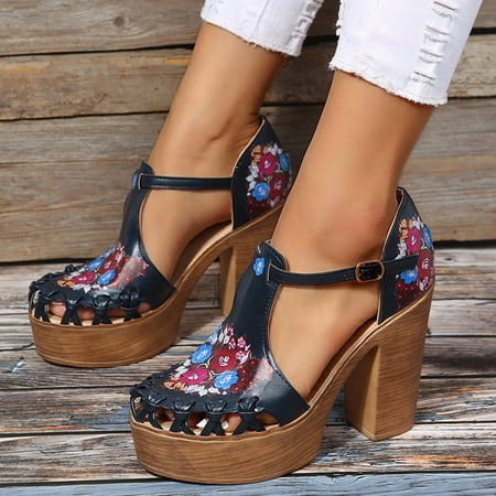 XIAQUJ Ladies Summer Retro Fashion Round Toe Flower High Heel Buckle Sandals Sandals for Women Blue 6.5(37)
XIAQUJ Ladies Summer Retro Fashion Round Toe Flower High Heel Buckle Sandals Sandals for Women Blue 6.5(37)
