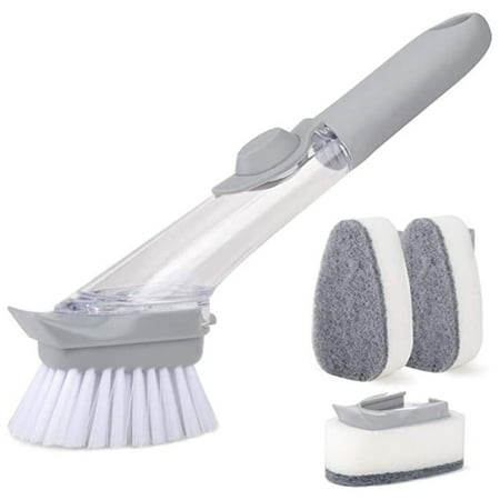 JINGPENG Soap Dispensing Dish Brush Set Kitchen Brush with Handle and 3 Replacement Sponge Heads Scrub Brush for Dishes Sink Pot Pan Cleaning
JINGPENG Soap Dispensing Dish Brush Set Kitchen Brush with Handle and 3 Replacement Sponge Heads Scrub Brush for Dishes Sink Pot Pan Cleaning