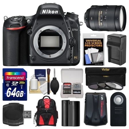 Nikon D750 Digital SLR Camera Body with 28-300mm VR Lens + 64GB Card + Case + Battery & Charger + 3 Filters Kit