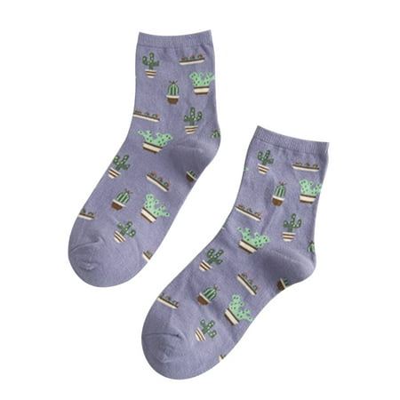 LEAQU Women 1 Pair Plant Cactus Casual Warm Autumn Winter Socks