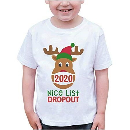 7 ate 9 Apparel Kid s Funny Nice List Dropout Reindeer T-Shirt 5T White