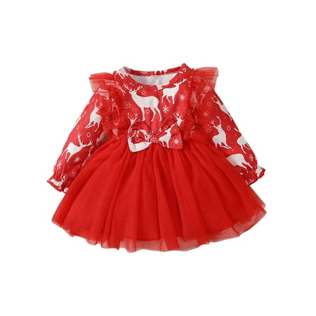 Glookwis Newborn Long Sleeve Party Dress Casual Christmas Dresses Mesh Cute Elk Print Crew Neck Red 6-9M
Glookwis Newborn Long Sleeve Party Dress Casual Christmas Dresses Mesh Cute Elk Print Crew Neck Red 6-9M