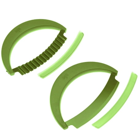 Kuhn Rikon 2-Piece Crinkle Cutter and Mezzaluna Knife Set Kiwi