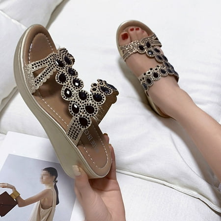 Spring And Summer Thick Soled Women Sandals Wedge Heel Rhinestone Slippers Sandals Note Please Buy One Or Two Sizes Larger
Spring And Summer Thick Soled Women Sandals Wedge Heel Rhinestone Slippers Sandals Note Please Buy One Or Two Sizes Larger
