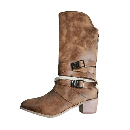 Women Shoes Pointed Toe Winter Belt Buckle Thick Heel Fashion Knight Boots Mid-tube Boots
Women Shoes Pointed Toe Winter Belt Buckle Thick Heel Fashion Knight Boots Mid-tube Boots