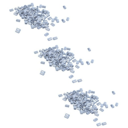 300 Pcs 1mm Steel Wire Rope Aluminum Ferrules Sleeves Silver Tone