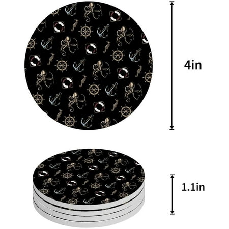 FMSHPON Octopus Nautical Anchor Rudder Seahorse Set of 4 Round Coaster for Drinks Absorbent Ceramic Stone Coasters Cup Mat with Cork Base for Home Kitchen Room Coffee Table Bar Decor
FMSHPON Octopus Nautical Anchor Rudder Seahorse Set of 4 Round Coaster for Drinks Absorbent Ceramic Stone Coasters Cup Mat with Cork Base for Home Kitchen Room Coffee Table Bar Decor