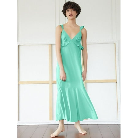 QWZNDZGR Hiloc Green Chiffon Night Dress Women Backless Sexy Sleepwear Ruffled Deep V-Neck Nightgowns Ankle-Length Woman Dresses Spring
QWZNDZGR Hiloc Green Chiffon Night Dress Women Backless Sexy Sleepwear Ruffled Deep V-Neck Nightgowns Ankle-Length Woman Dresses Spring